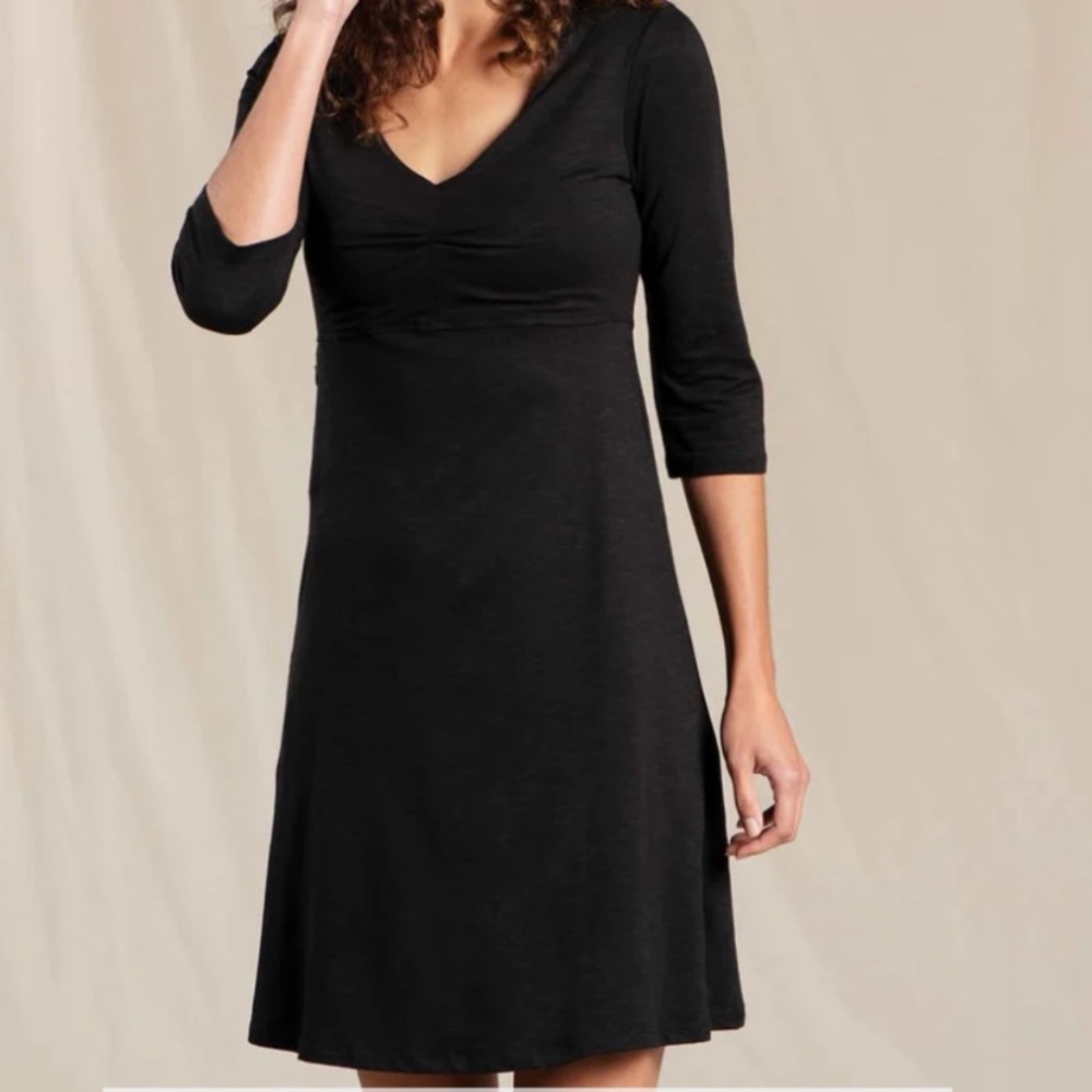 Toad & Co Rosalinda 3/4 Sleeve Black Dress Size M